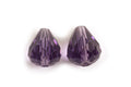 Glasperle, dråbe, facet, 10x12 mm, lilla, 2 stk.