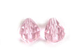 Glasperle, dråbe, facet, 10x12 mm, rosa, 2 stk.