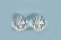 Glasperle, dråbe, facet, 10x12 mm, klar, 2 stk.
