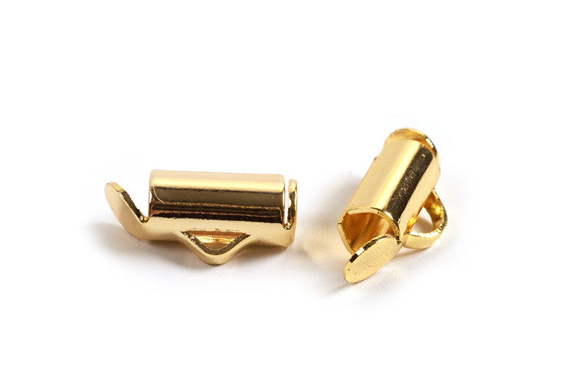 Endestykke, slide, ca. 9x6  mm, forgyldt med 18 K guld, 2 stk.