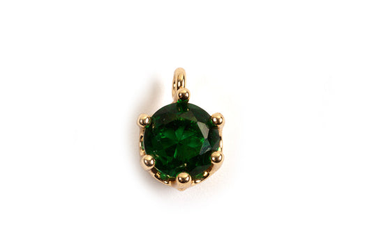 Vedhæng, m/grøn facetteret glas, ca. 8x6x5 mm, FG, 2 stk.