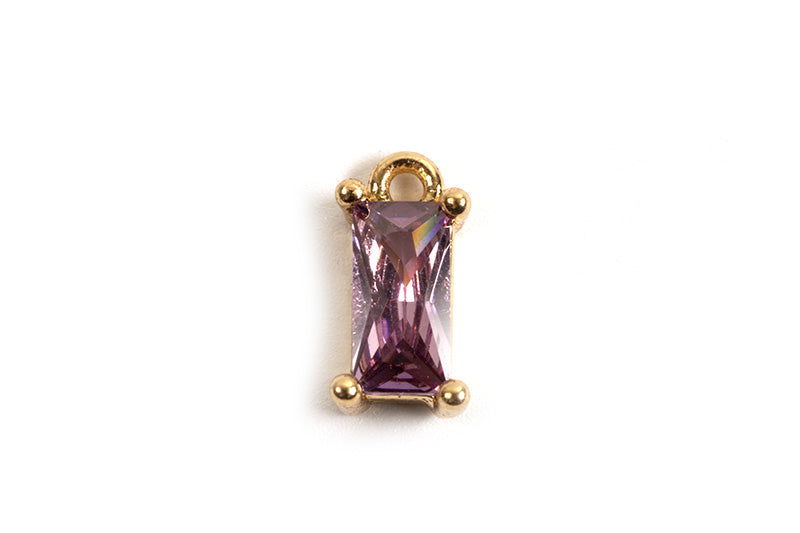 Vedhæng, m/lilla facetteret glas, ca. 8x4x5 mm, FG, 2 stk.