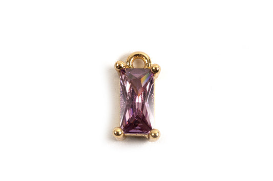 Vedhæng, m/lilla facetteret glas, ca. 8x4x5 mm, FG, 2 stk.