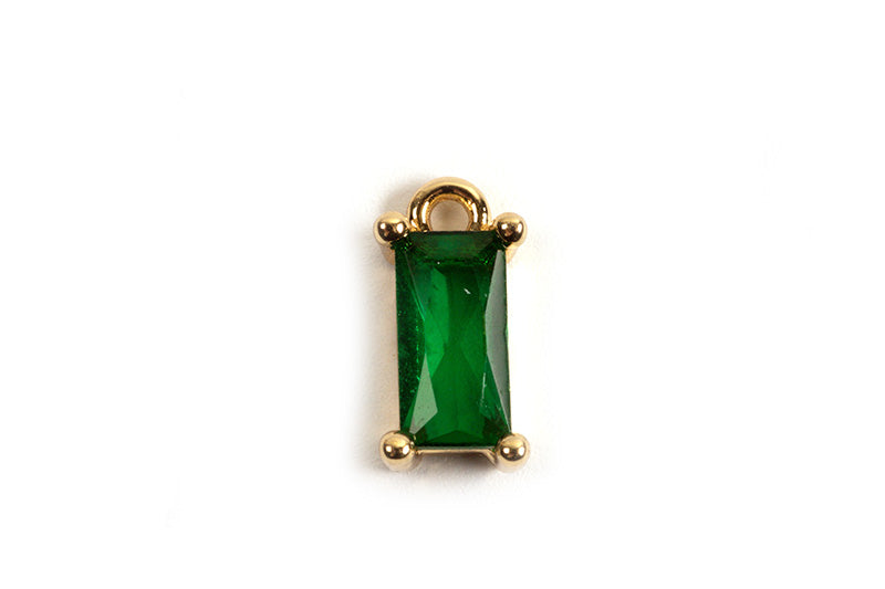 Vedhæng, m/grønt facetteret glas, ca. 8x4x5 mm, FG, 2 stk.