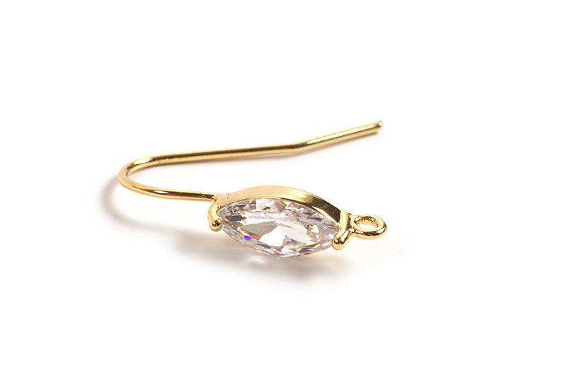 Ørekrog m/zirkonia, ca. 24x15 mm, forgyldt med 18K guld, 1 par