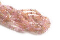 Glasperle, rondel, facet, lyserøde/rosa, 2,5x3 mm, 1 streng