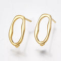 Ørestikker, rund bølge, 18K, FG, måler  12x6 mm, 1 par.