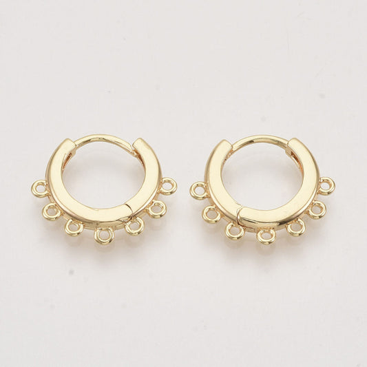 Ørestikker m. 7 øjer, 18K FG, 18.5x16x2.5 mm, 1 par.