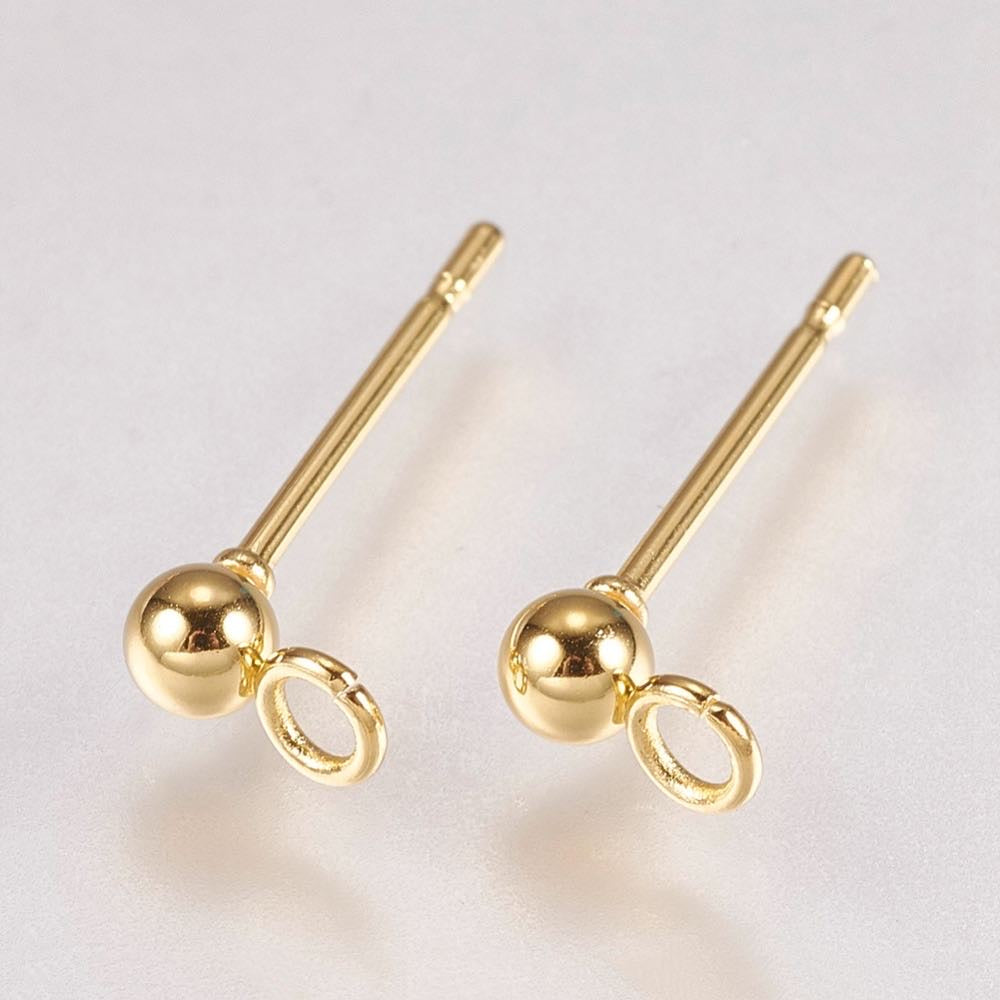 Ørestikker m. kugle og øje, 18K FG, 14x6 mm, 1 par.