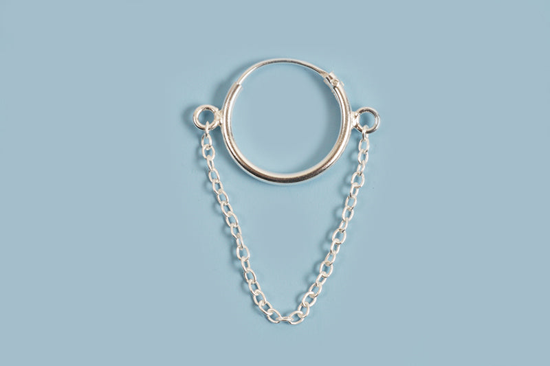 Hoops m/kæde, 925s, 1 par