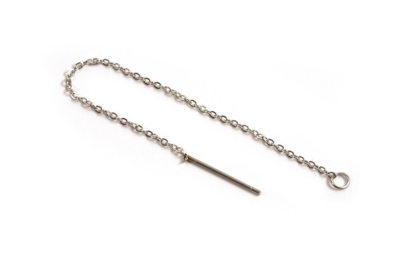 Ørekæde med stav og øsken, ca. 82x1 mm, rustfrit stål, 1 par