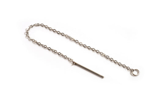 Ørekæde med stav og øsken, ca. 82x1 mm, rustfrit stål, 1 par