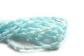 Glasperle, dråbe, ca. 10x4 mm, turkis, 1 streng