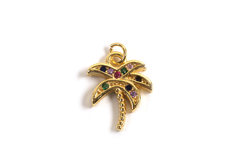 Vedhæng, palme m/farvede zirkonia, ca. 18x14x2 mm, FG, 1 stk.