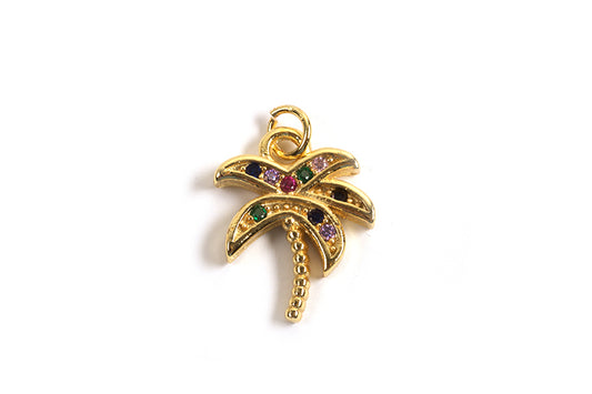 Vedhæng, palme m/farvede zirkonia, ca. 18x14x2 mm, FG, 1 stk.