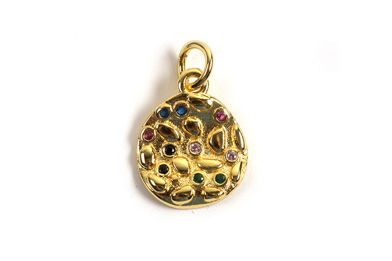 Vedhæng, mønt m/farvede zirkonia, ca. 13x11x2 mm, FG, 1 stk.