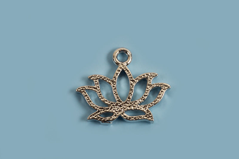 Vedhæng, lotusblomst, ca. 10x12x1 mm, FS, 2 stk.