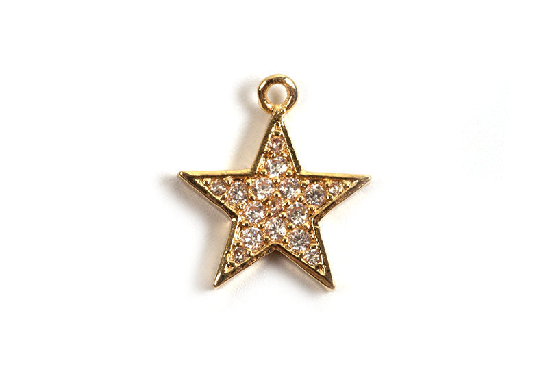 Vedhæng, stjerne, m/klare zirkonia, ca. 12x11 mm, FG, 1 stk.