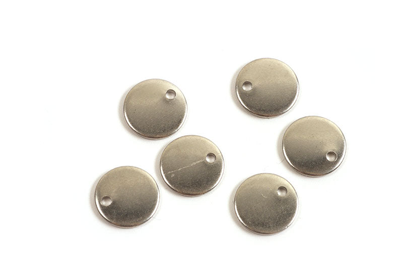 Mønt m/1 hul, 8x1 mm, rustfrit stål, 6 stk.