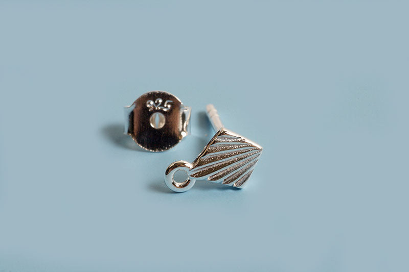 Ørestikker m/mønster og øje, harlekinformet, 8x5 mm, 925s, 1 par