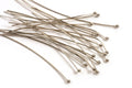 Perlestave m/1 perle, 50x0,5 mm, platiniumfarvet, 20 stk.