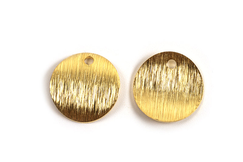 Mønt, børstet, ca. 10 mm, forgyldt med 24K guld, 2 stk.