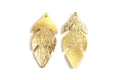Blad, børstet, ca. 30x13 mm, forgyldt med 24K guld, 2 stk.
