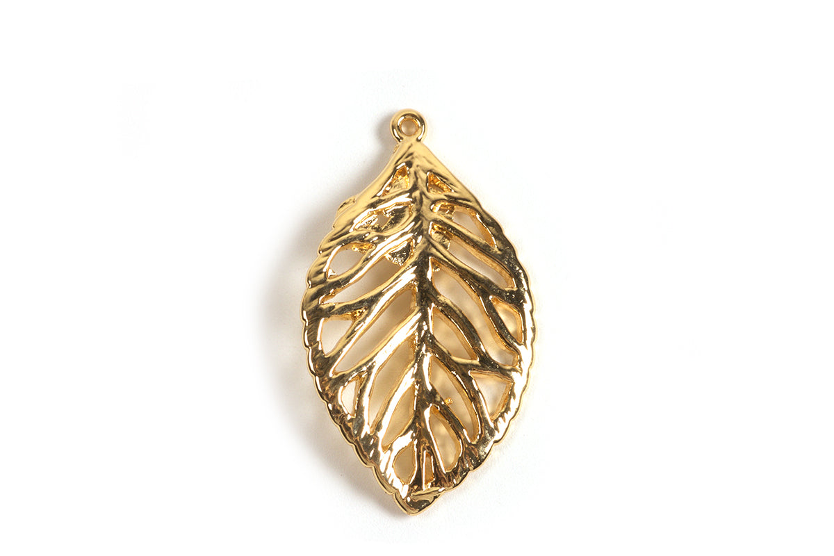 Vedhæng, blad, ca. 23x13 mm, FG med 18 K guld, 2 stk.