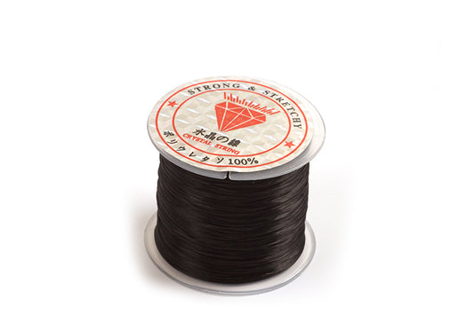 Elastiktråd, flad, sort, 0,5 mm, ca. 45 meter