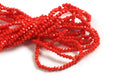 Glasperle, rondel, facet, rød, ca. 2,5x2 mm, 1 streng