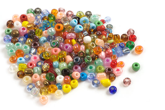 Seed beads, ca. 4 mm, multicolour, ca. 15 gram