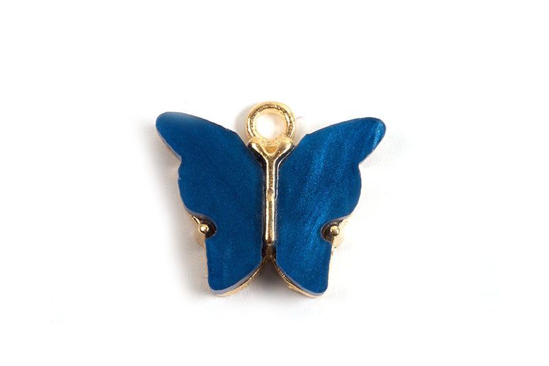 Sommerfugl, emalje, ca. 14x16x3 mm, FG, blå, 1 stk.