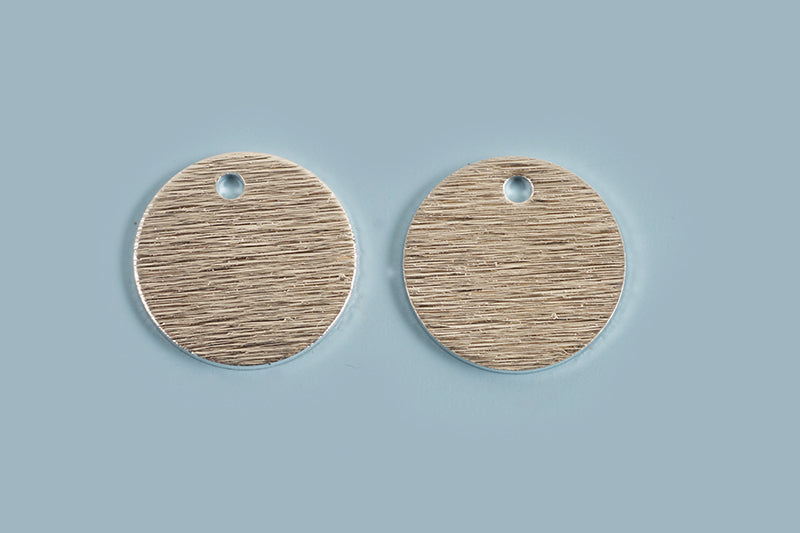 Mønt, børstet, ca. 12 mm, forsølvet med sterlingsølv 925s, 2 stk.