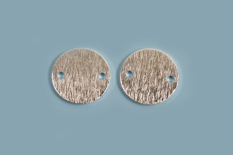 Mønt m/2 huller, børstet, ca. 12 mm, FS, 2 stk.