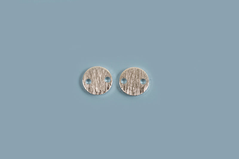 Mønt m/2 huller, børstet, ca. 6 mm, FS, 2 stk.