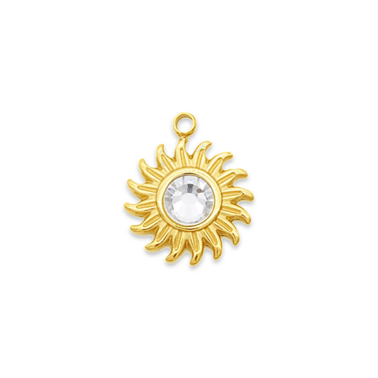 Vedhæng, sol m. krystal, ca. 15x12 mm, FG, 1 stk.