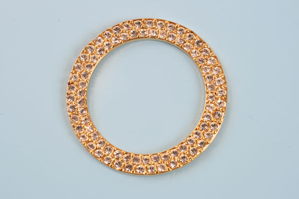 Ring m/krystaller, forgyldt, ca. 30 mm, 1 stk.