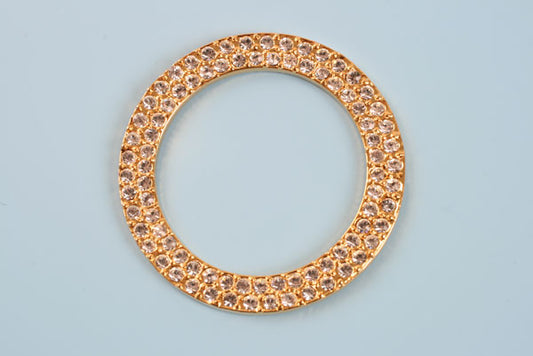 Ring m/krystaller, forgyldt, ca. 30 mm, 1 stk.