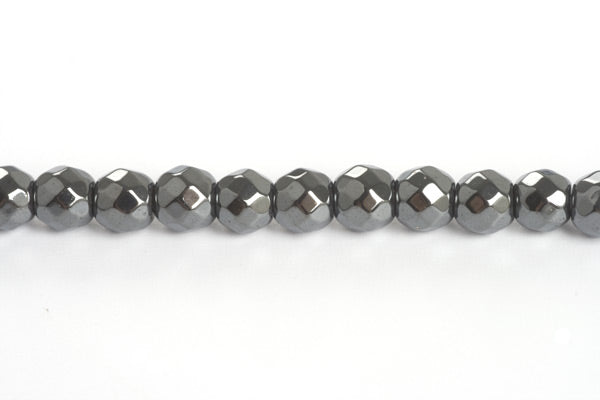 Hæmatit, rund, facet, 3 mm, 1 streng