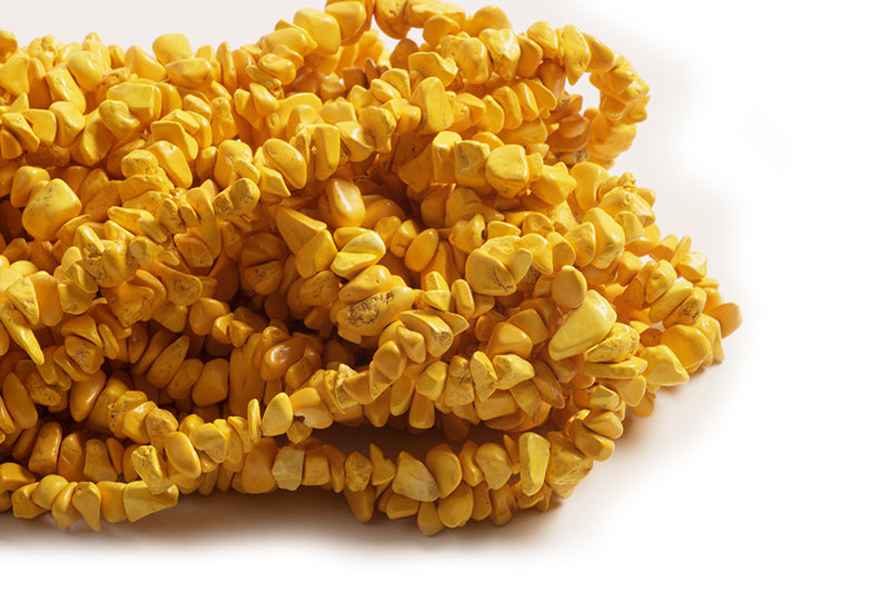 Turkis, chips, ca. 5-13 mm, gul, 1 streng