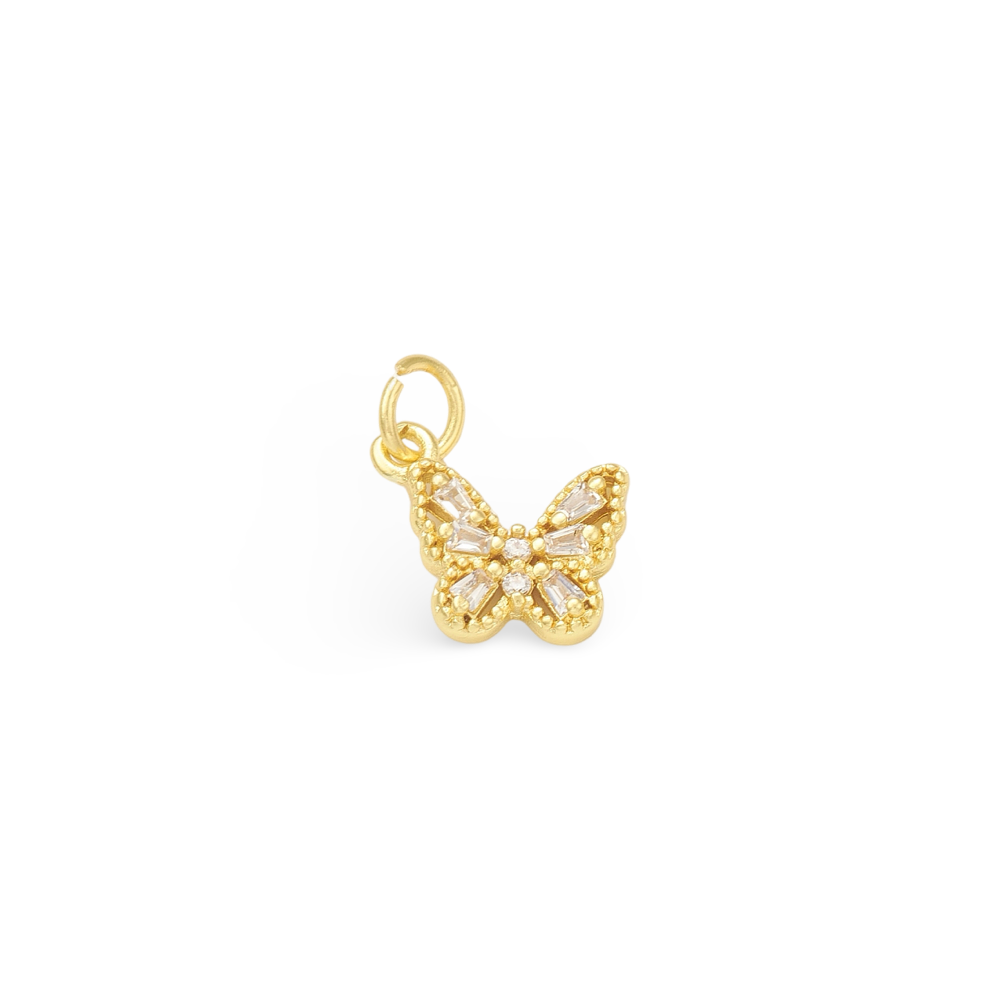 Vedhæng, sommerfugl m/ zirkonia, 11x12 mm. 18K FG, 1 stk.