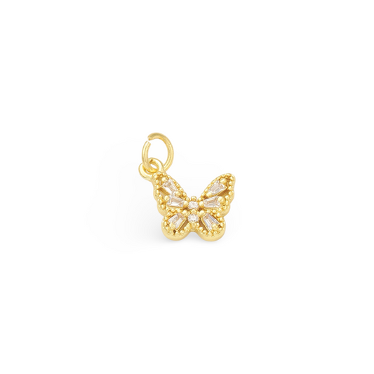 Vedhæng, sommerfugl m/ zirkonia, 11x12 mm. 18K FG, 1 stk.