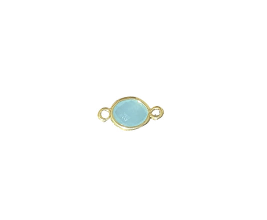 Vedhæng m/krystal og to øskner, Facetteret glas, 15x7x3,2 mm, FG, turkis/lys blå, 1 stk.