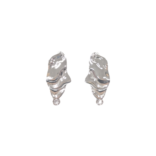 Ørestikker, bølget og organisk look, 6.5x15 mm. 925s. 1 par