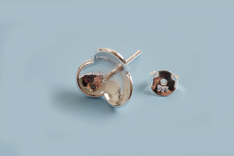 Ørestikker m/blomsterperleskål, 10,5x18 mm, 925s, 1 par