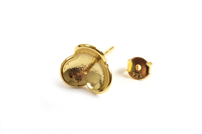 Ørestikker m/blomsterperleskål, 10,5x18 mm, FG 925s, 1 par