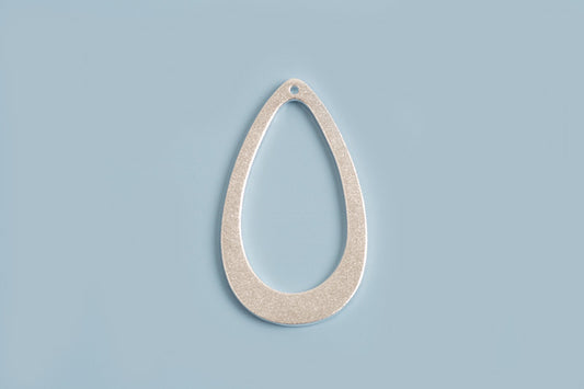 Vedhæng, åben dråbe, mat, ca. 15x26 mm, 925s, 1 stk.