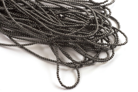 Hæmatit, rund, 2 mm, 1 streng