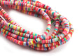 Polymer / fimo perler, ca. 3,5x1 mm, lyst farvemix, 1 streng
