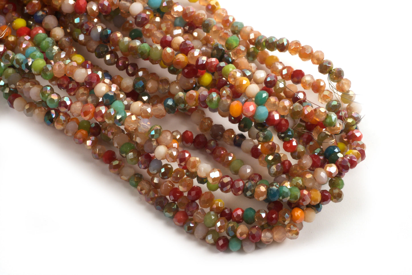 Glasperle, rondel, facet, multicolour, 3x2 mm, 1 streng